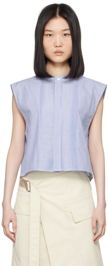 Crop top Helmut Lang Sleeveless Tuxedo Shirt Sininen | O05HW598, 0