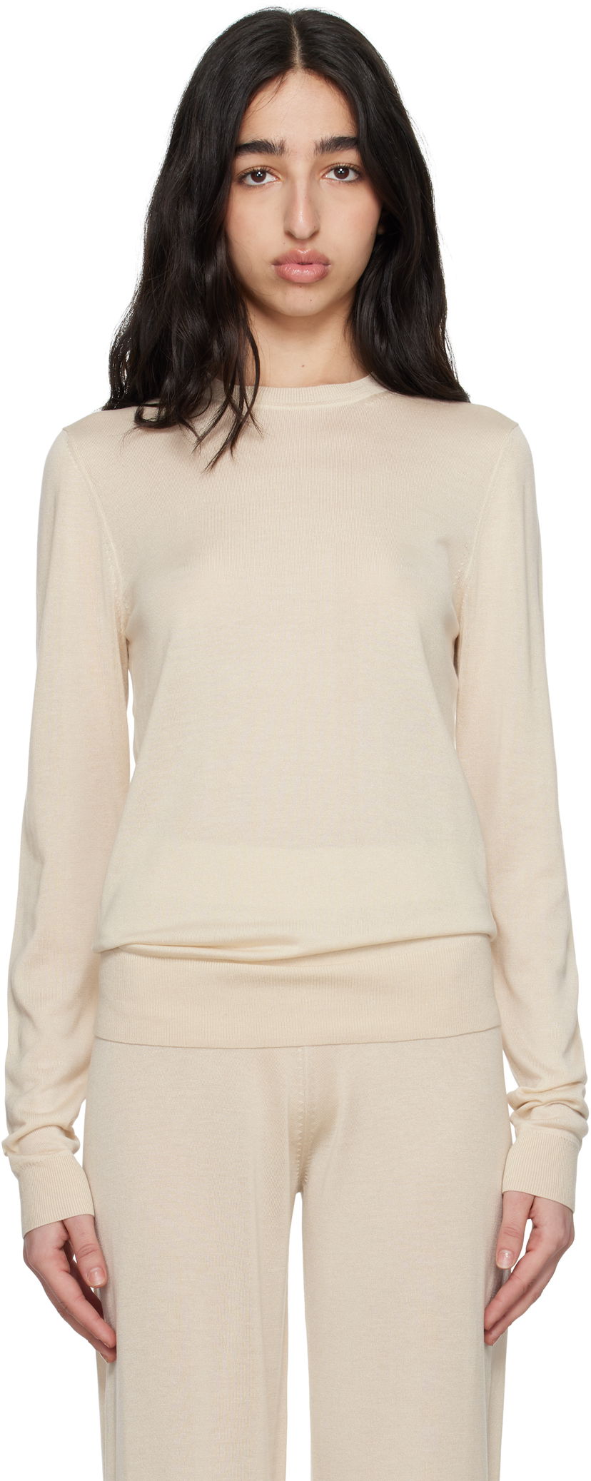 Villapaita TOTEME TOTEME Fine Knit Crewneck Sweater Beige | 252-WRT0463-YA0151