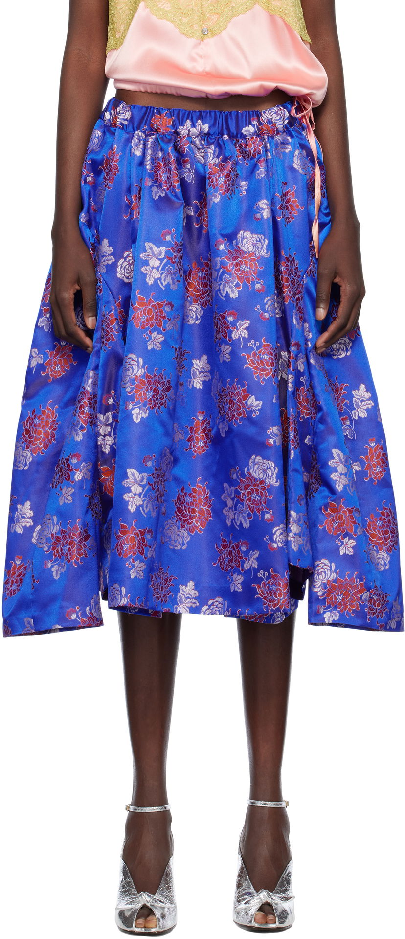 Hame Comme des Garçons Comme des Garçons Jacquard Pattern Midi Skirt Sininen | GO-S002-051-1