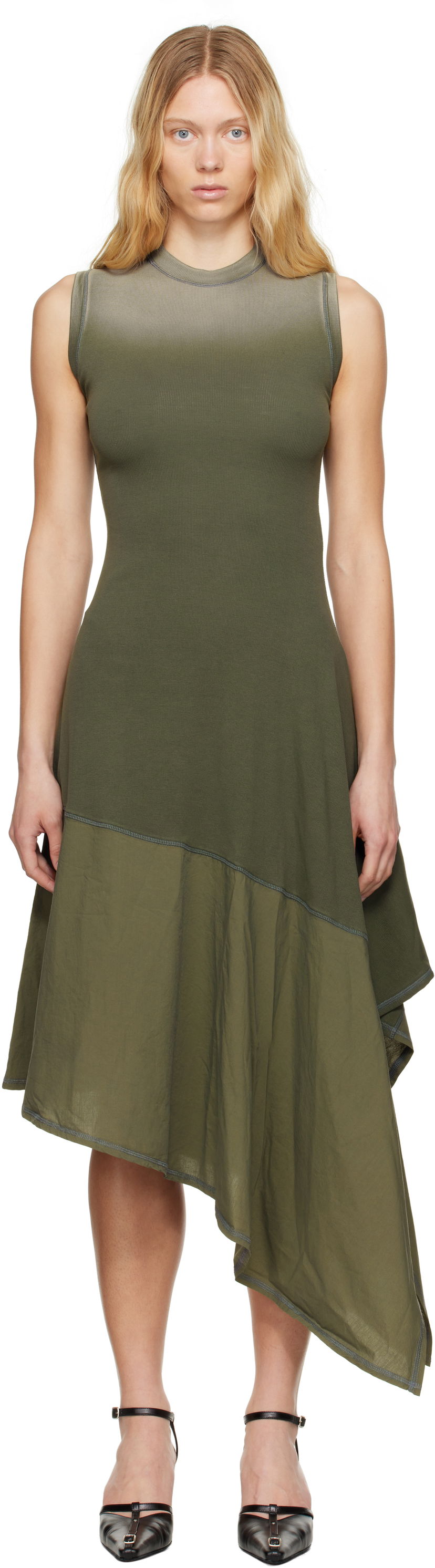 Mekko Diesel Diesel D-Elicy Asymmetrical Midi Dress Vihreä | A16590 0NJBC