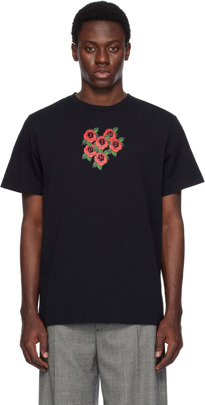 T-paita Simone Rocha Simone Rocha Cluster Rose Logo Print T-Shirt Musta | 5195P36P37-M 0569
