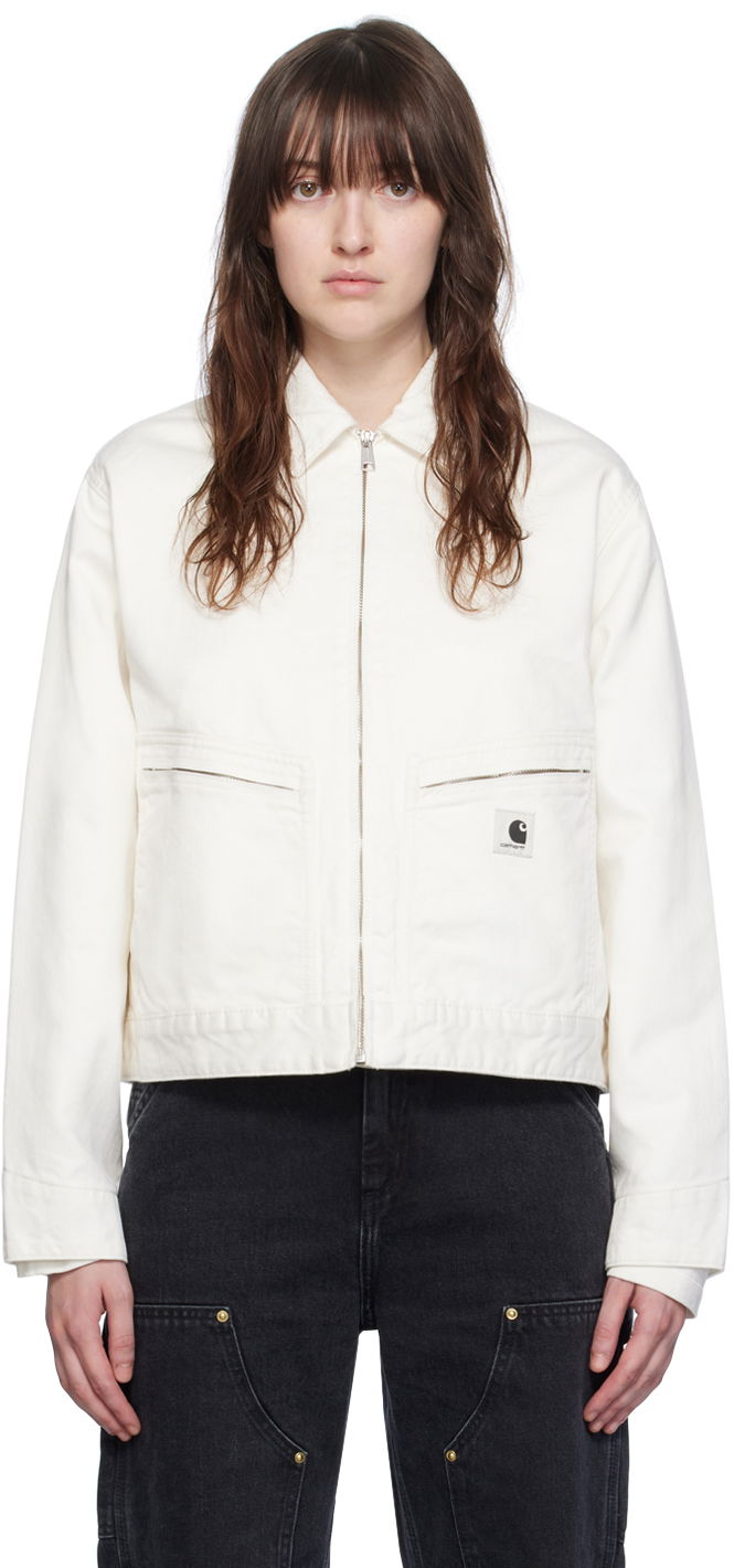 Takki Carhartt WIP Women's Cropped Organic Cotton Zip-Up Jacket Valkoinen | I033568 D602