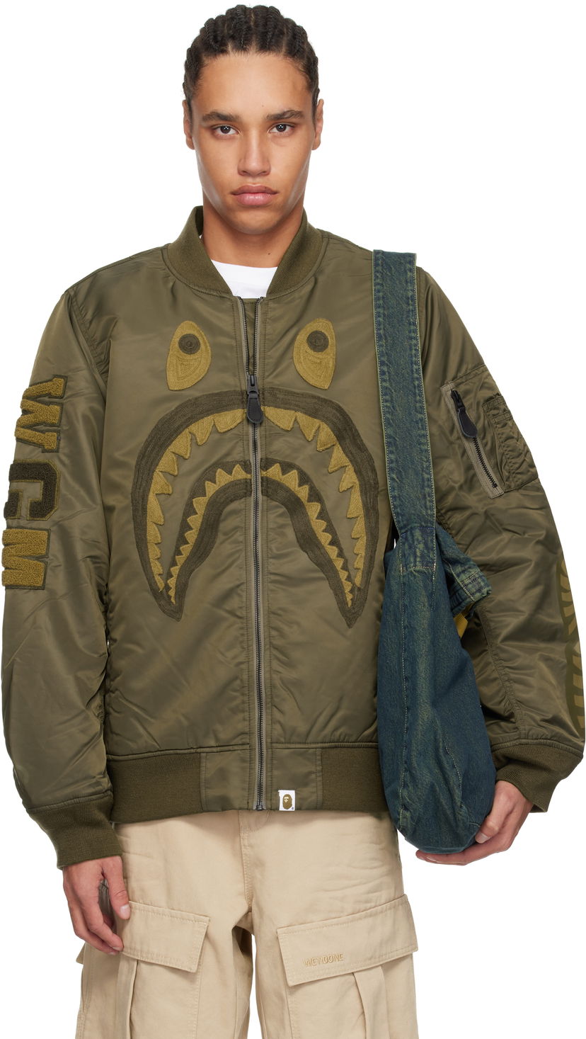 Bomber-takki BAPE BAPE Shark MA-1 Bomber Jacket Vihreä | 001HJK801006M