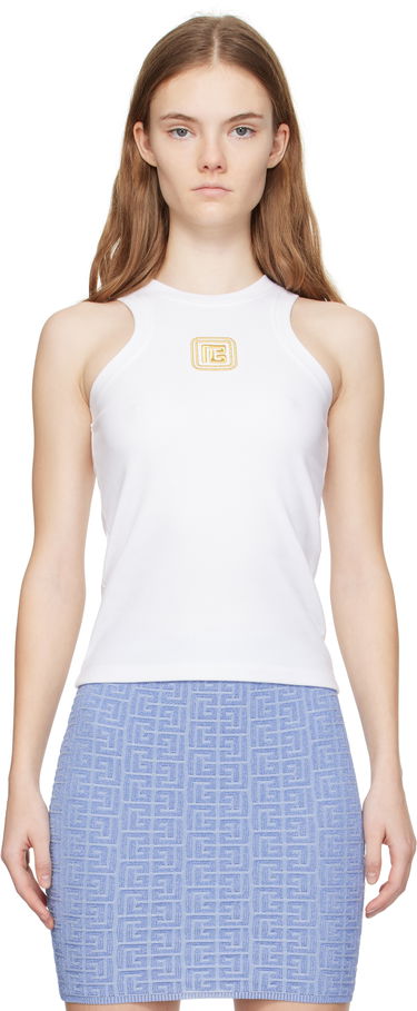 Tankkitoppi Balmain Balmain Retro 'PB' Tank Top Valkoinen | DF1EB045BC49, 0