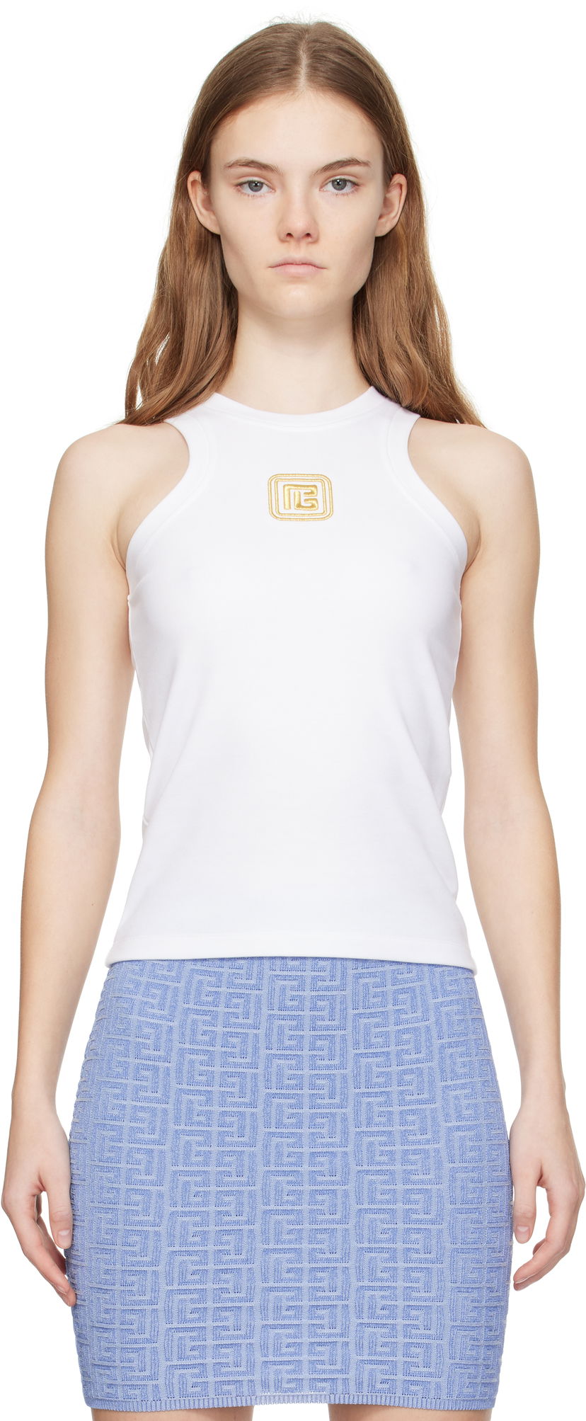 Tankkitoppi Balmain Balmain Retro 'PB' Tank Top Valkoinen | DF1EB045BC49
