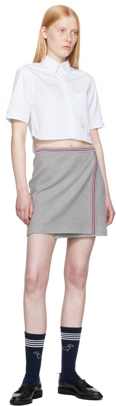 Paita Thom Browne Thom Browne Pinstripe Poplin Cropped Short Sleeve Shirt Valkoinen | FLL205A-F0916, 3