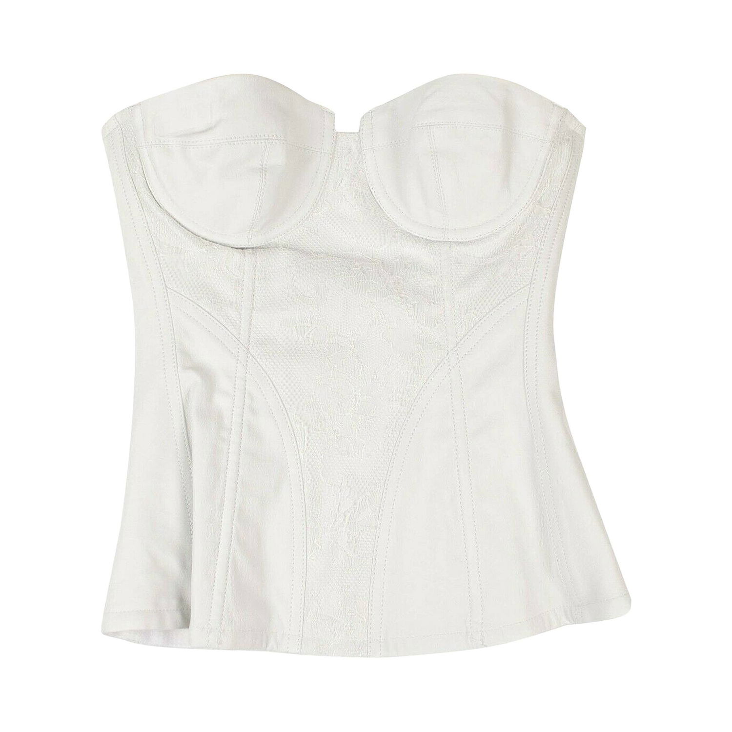 Body AMIRI Leather And Lace Corset Top Valkoinen | WTCOR LTHWHT WHIT, 1