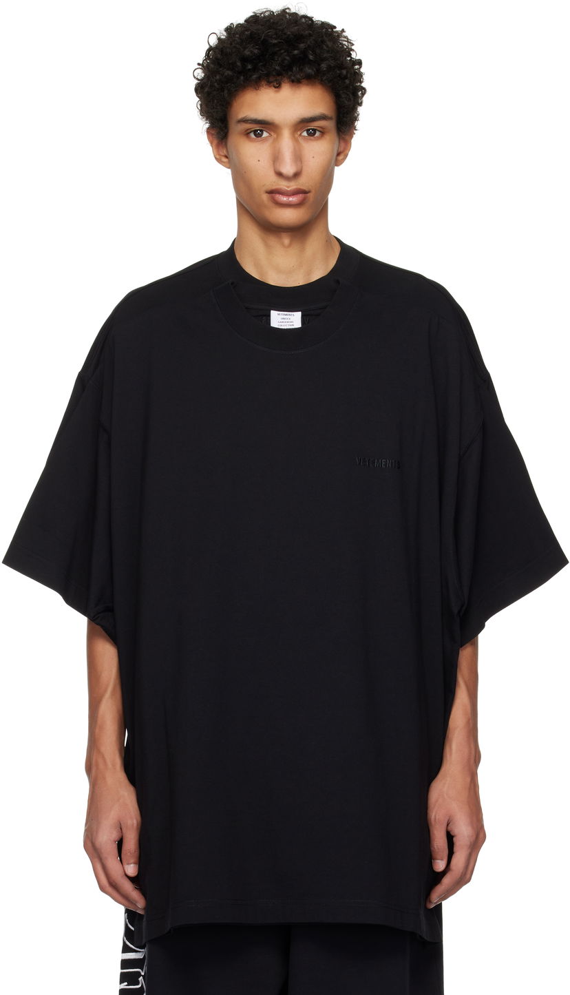 T-paita VETEMENTS Vetements Merged Double Oversized T-Shirt Musta | UA66TR635B