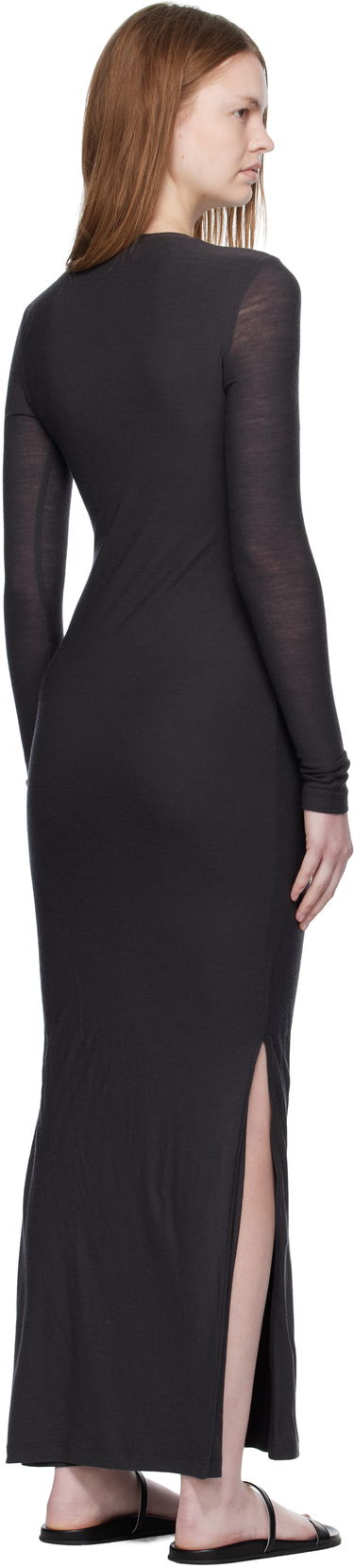 Mekko Nanushka Nanushka Linora Draped Wool Jersey Maxi Dress Musta | NW25PFDR10792, 2