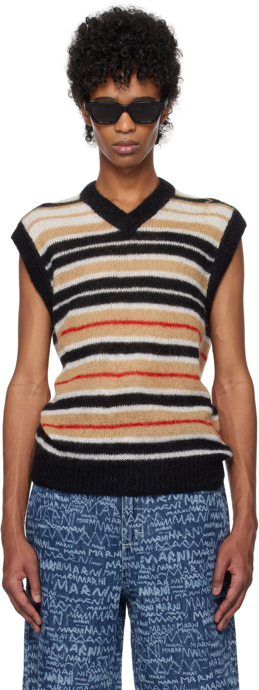 Villapaita Marni Marni Striped Fuzzy Vest Monivärinen | CVMG0136Q0 UFU178
