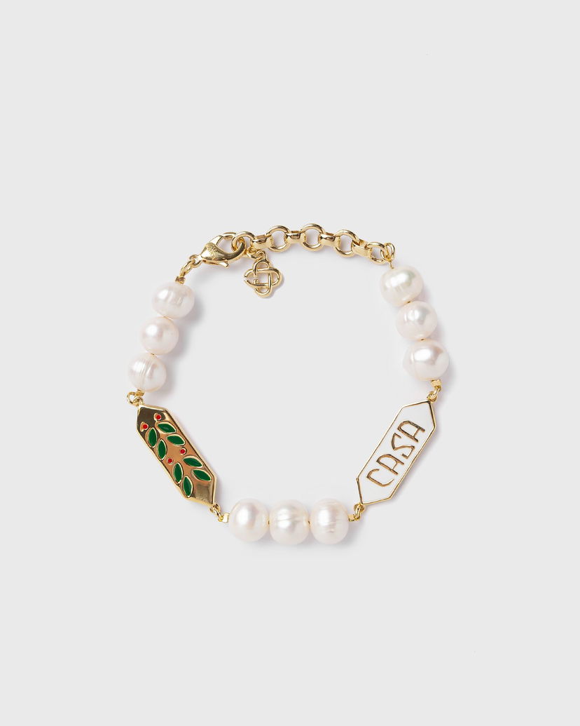 Rannerengas Casablanca Laurel Pearl Gold-Plated Bracelet Valkoinen | APF25-JW-091-01