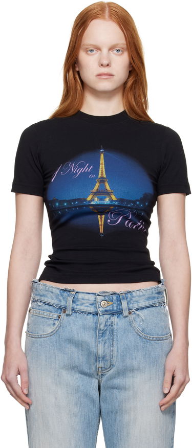 T-paita VETEMENTS Vetements Fitted 'Night In Paris' T-Shirt Musta | WH76TR430B, 0