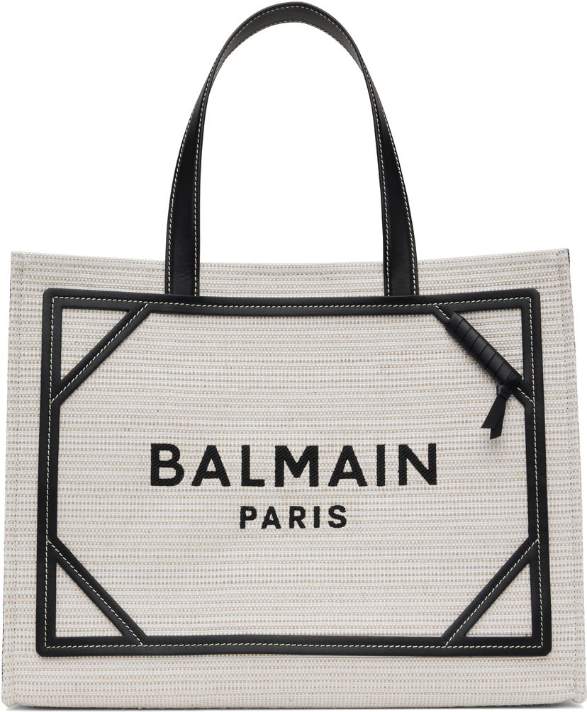 Kangaskassi Balmain Balmain B-Army Raffia Tote Beige | EN0FF901TCRB