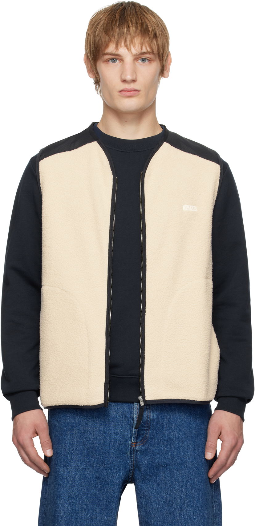Liivi A.P.C. Fleece & Nylon Panel Vest Beige | PSAIF-M32006