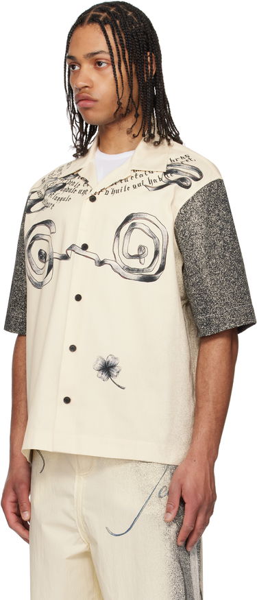 Paita Jean Paul Gaultier Jean Paul Gaultier 'The Multi-Tattoo' Print Bowling Shirt Beige | 25/34-U-CH098-D504-030030, 3