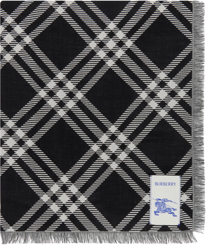 Huivi Burberry Burberry Wide Check Wool Silk Scarf Musta | 8110162