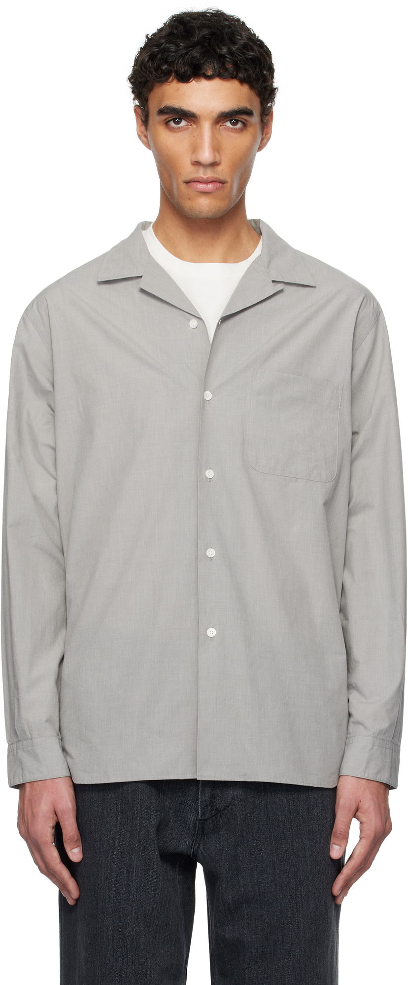 Paita NANAMICA nanamica Open Collar End-on-End Shirt Harmaa | S25SG063U