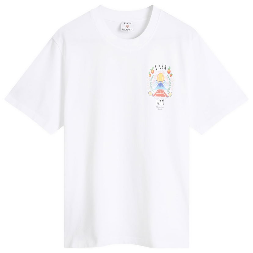 T-paita Casablanca Casablanca Casa Way Mountain Printed T-Shirt, Size Large Valkoinen | MPF25-JTS-001-08