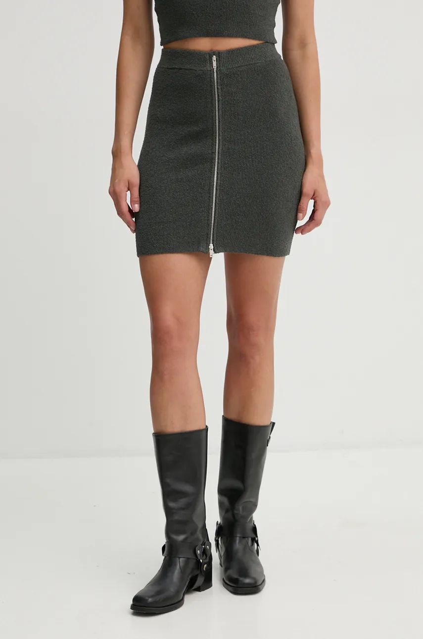 Hame Nanushka Textured Mini Skirt with Front Zip Vihreä | NW24PFSK23494, 0