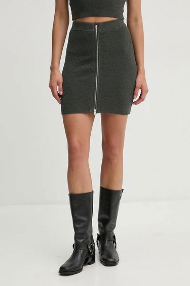 Hame Nanushka Textured Mini Skirt with Front Zip Vihreä | NW24PFSK23494, 0