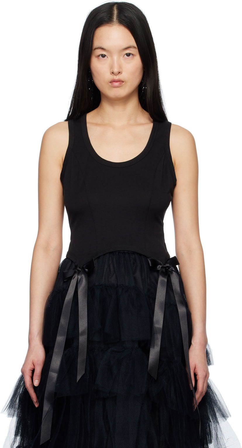 Tankkitoppi Simone Rocha Simone Rocha Bow Tail Tank Top Musta | 5222 0571