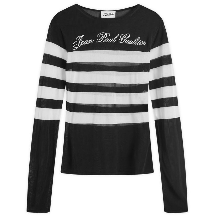Villapaita Jean Paul Gaultier Logo Knit Striped Sweater Musta | 2430FTO219BM0750001