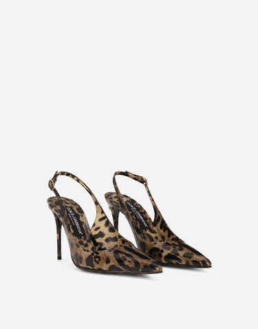 Tennarit ja kengät Dolce & Gabbana Polished Calfskin Leopard Print Slingbacks Ruskea | CG0621AM568HA93M, 1