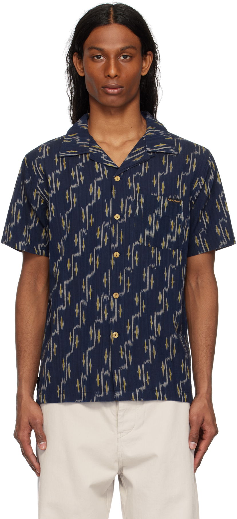 Paita Nudie Jeans Nudie Jeans Arvid Ikat Shirt Tummansininen | 140879
