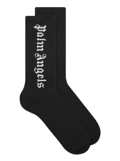 Sukat Palm Angels Logo Socks Musta | PMRA001C99FAB0021001
