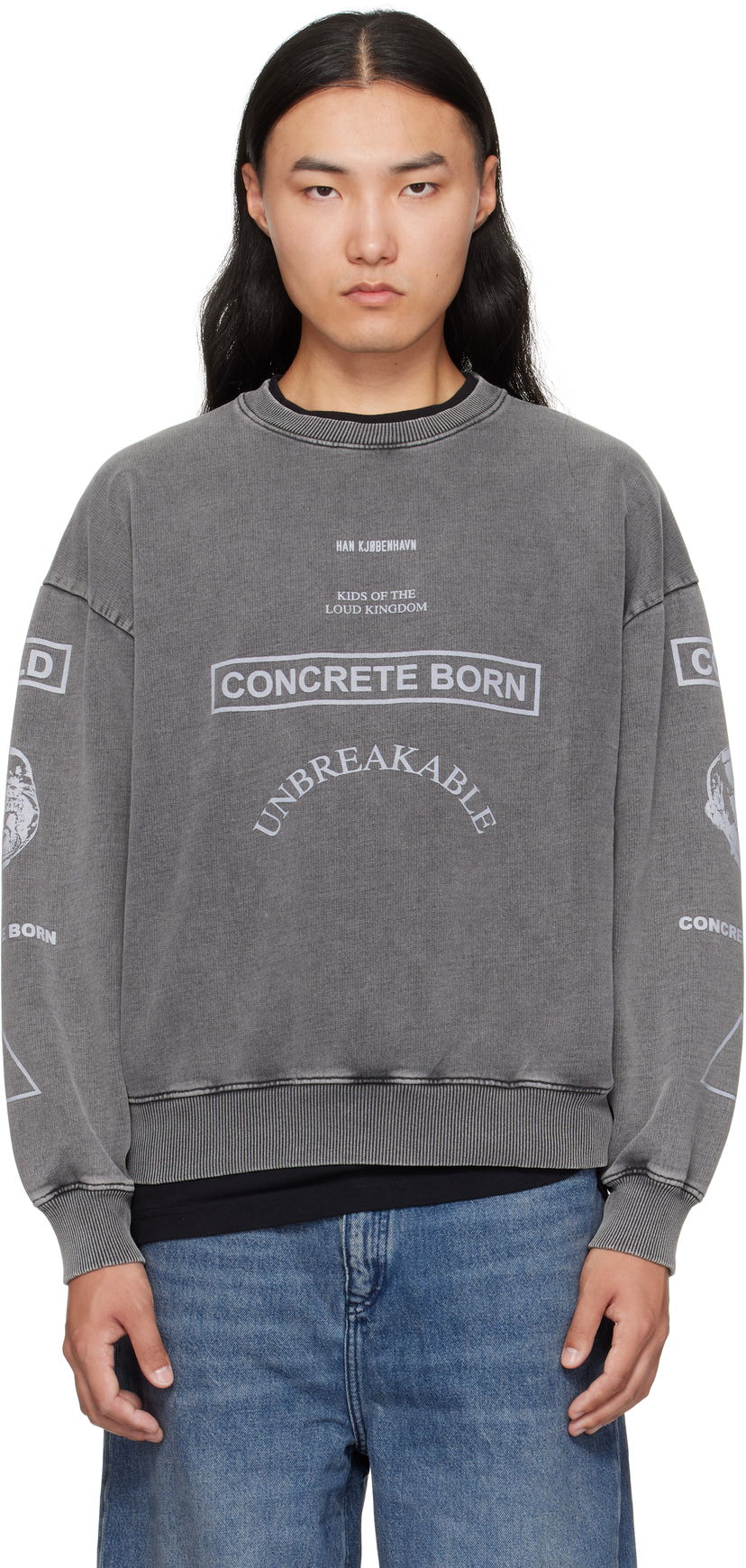 Huppari Han Kjøbenhavn Han Kjobenhavn Graphic Printed Crewneck Sweatshirt Harmaa | M-134728