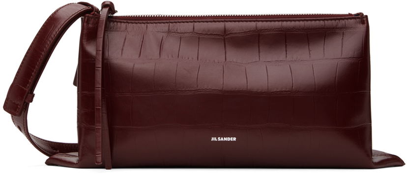 Käsilaukku Jil Sander Empire Small Croc-Effect Leather Shoulder Bag Punainen | J07WD0051_P7098
