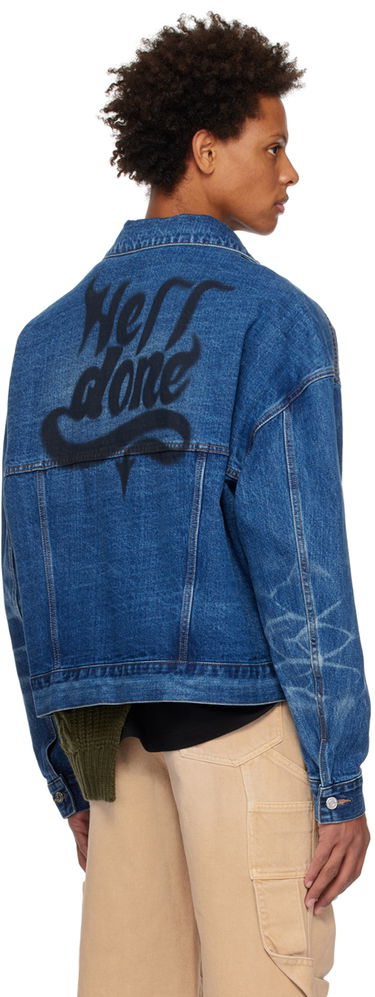 Takki We11done We11done Printed Denim Jacket Sininen | WD-DJ3-22-376-U-BL, 2