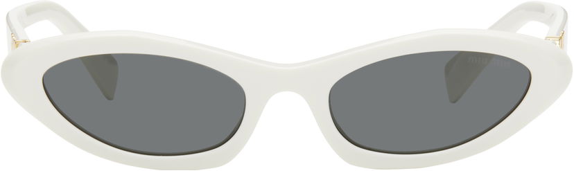 Aurinkolasit Miu Miu Miu Miu Pointed Cat Eye Acetate Sunglasses Valkoinen | 0MU 09YS 8056597897761