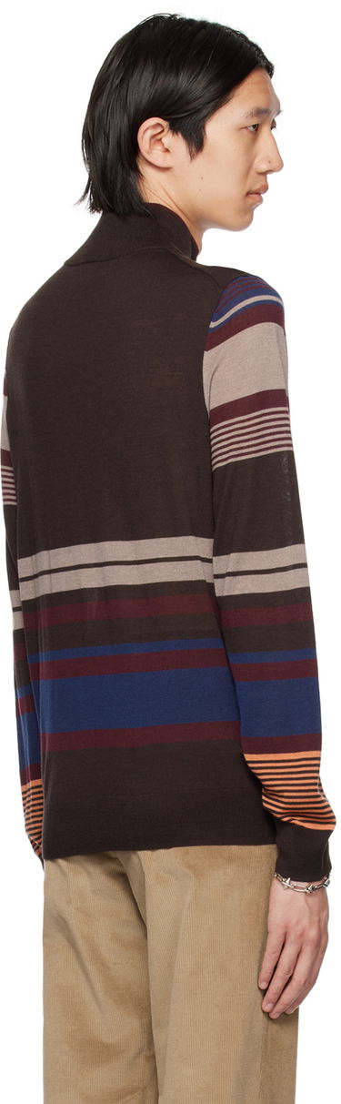 Villapaita Paul Smith Paul Smith Striped Quarter-Zip Sweater Ruskea | M1R-264Y-L02081, 2