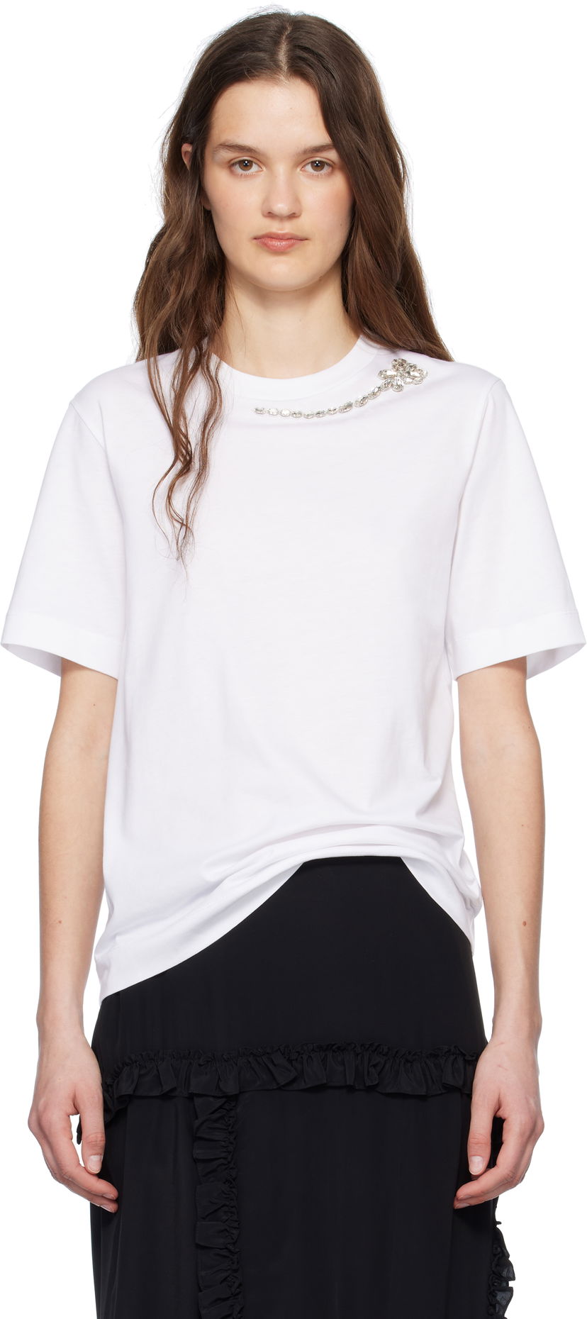 T-paita Simone Rocha Simone Rocha Embellished Flower T-Shirt Valkoinen | 5342B 0553