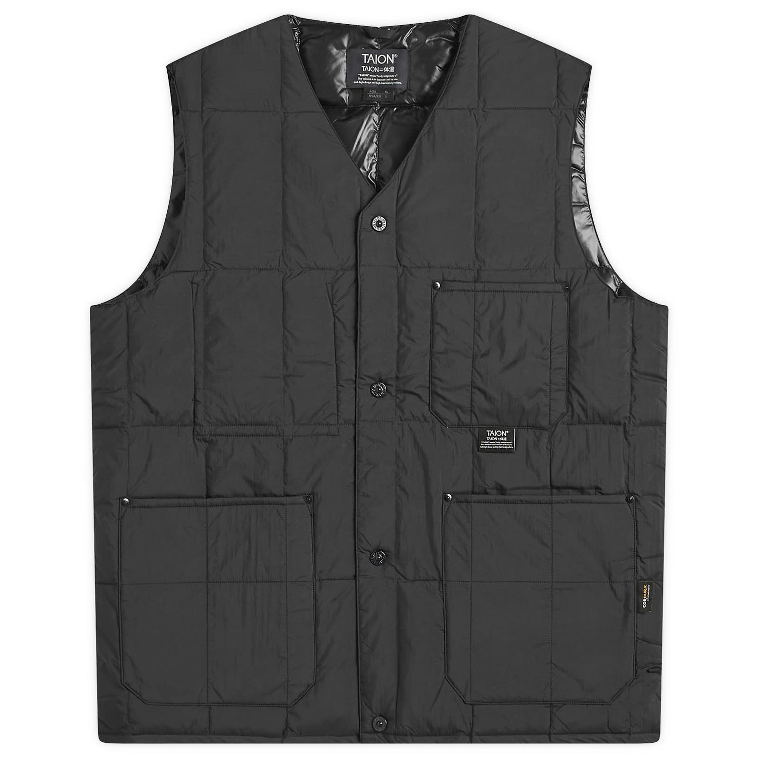 Liivi TAION Work V-Neck Button Down Vest, Size Small Musta | TAION-001BWK-BLK, 0