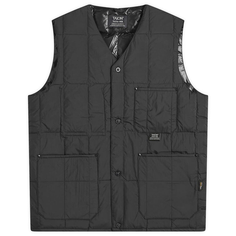 Liivi TAION Work V-Neck Button Down Vest, Size Small Musta | TAION-001BWK-BLK