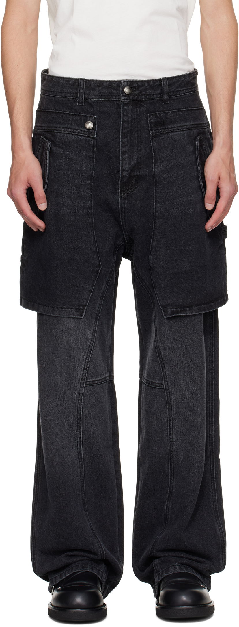 Jeans Andersson Bell Raptor Layered Wide-Leg Jeans Musta | apa838u