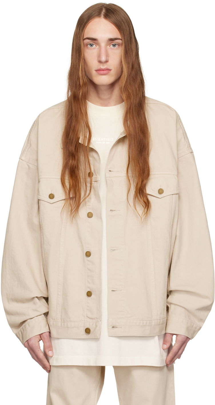 Takki Fear of God ESSENTIALS Patch Denim Jacket Beige | 202BT234272F