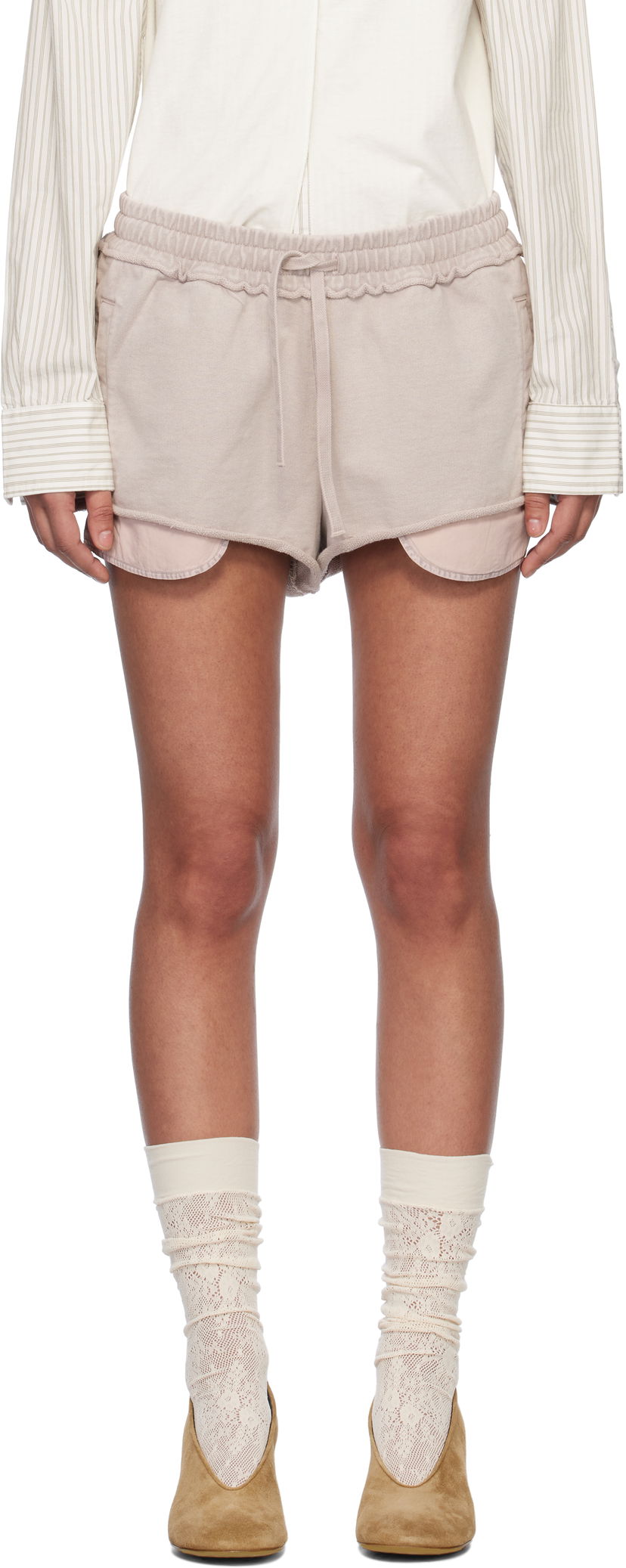 Shortsit Acne Studios Acne Studios Appliqué Shorts Vaaleanpunainen | AE0080-