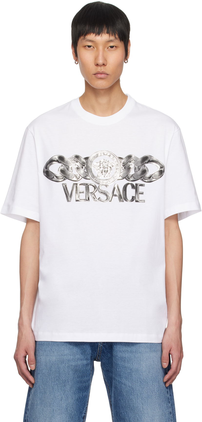 T-paita Versace Versace Medusa On Chain T-Shirt Valkoinen | 1013302_1A13405