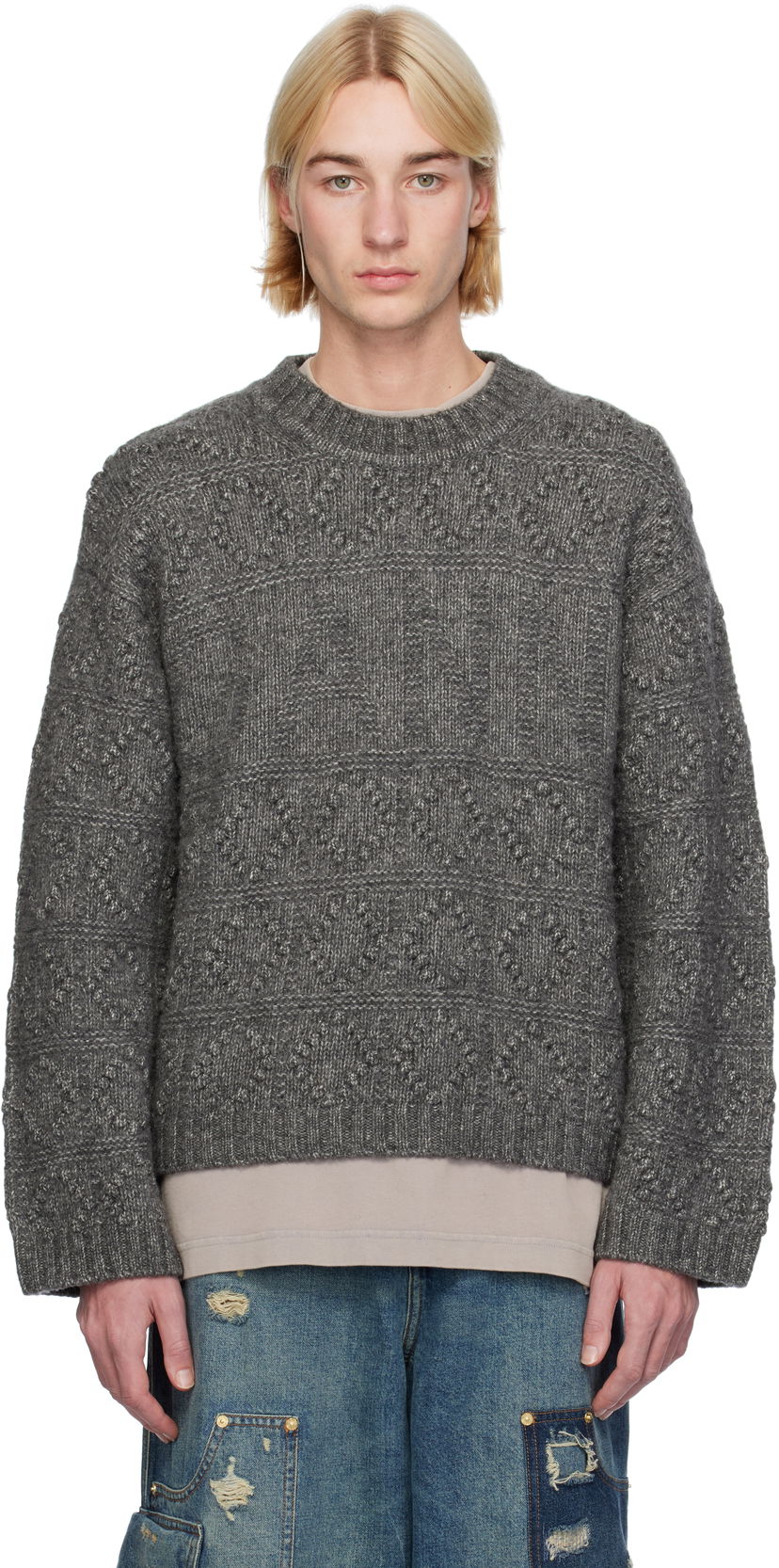 Villapaita GANNI Bubble Knit Sweater Harmaa | K2338