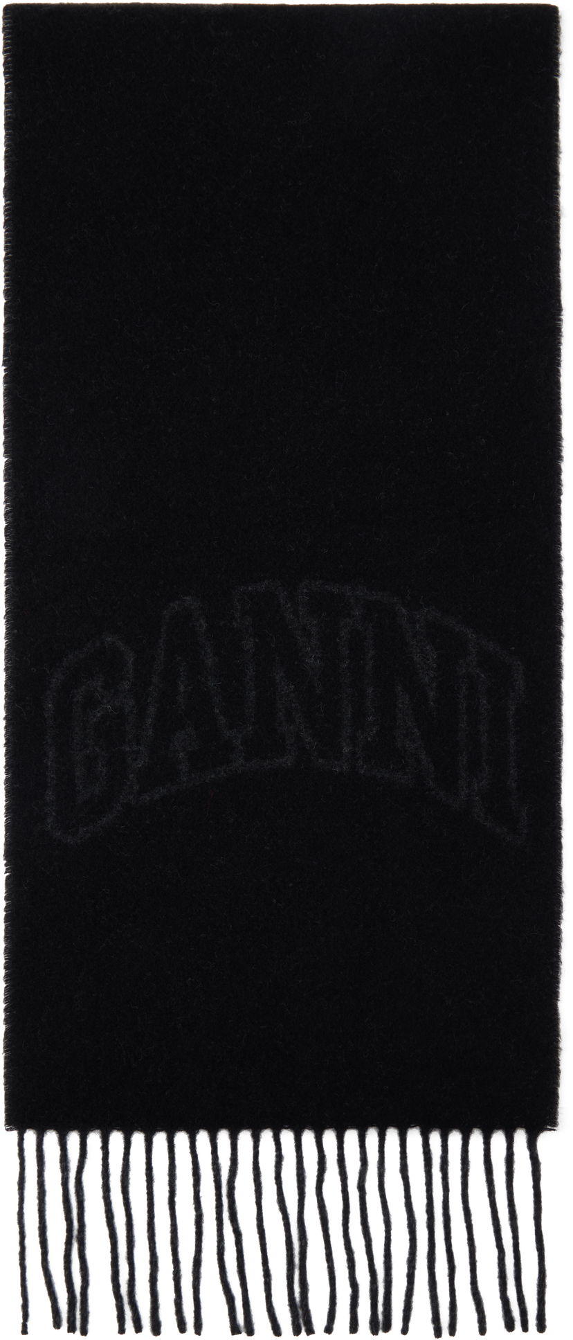 Huivi GANNI Ganni Fringed Wool Scarf Musta | A6423