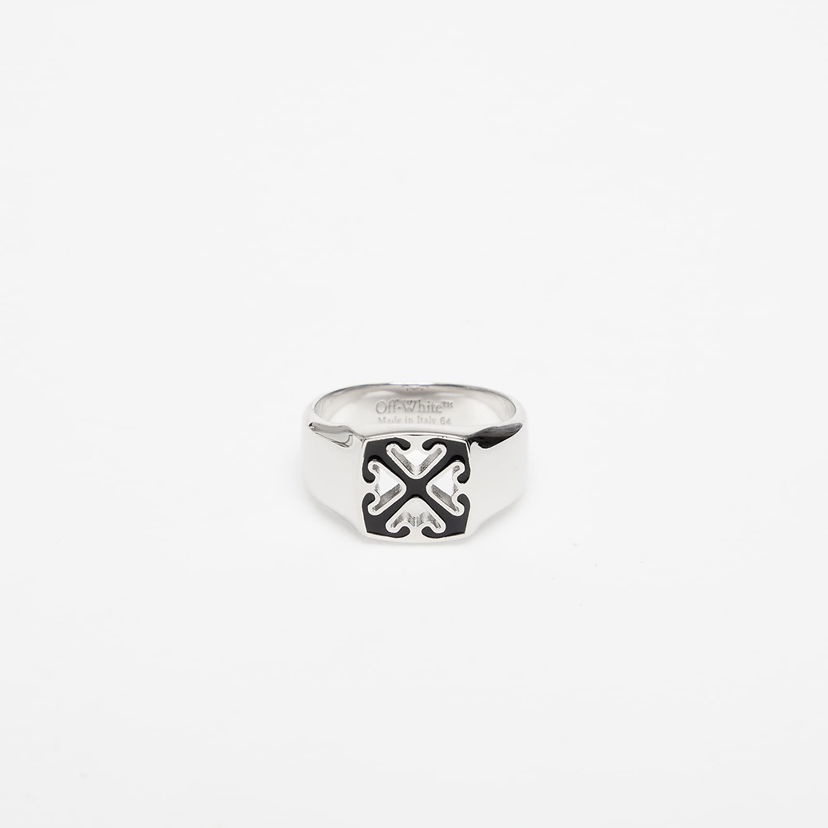 Sormus Off-White Enamel Arrow Ring Silver/ Black Metallinen | OMOC078C99MET0017210