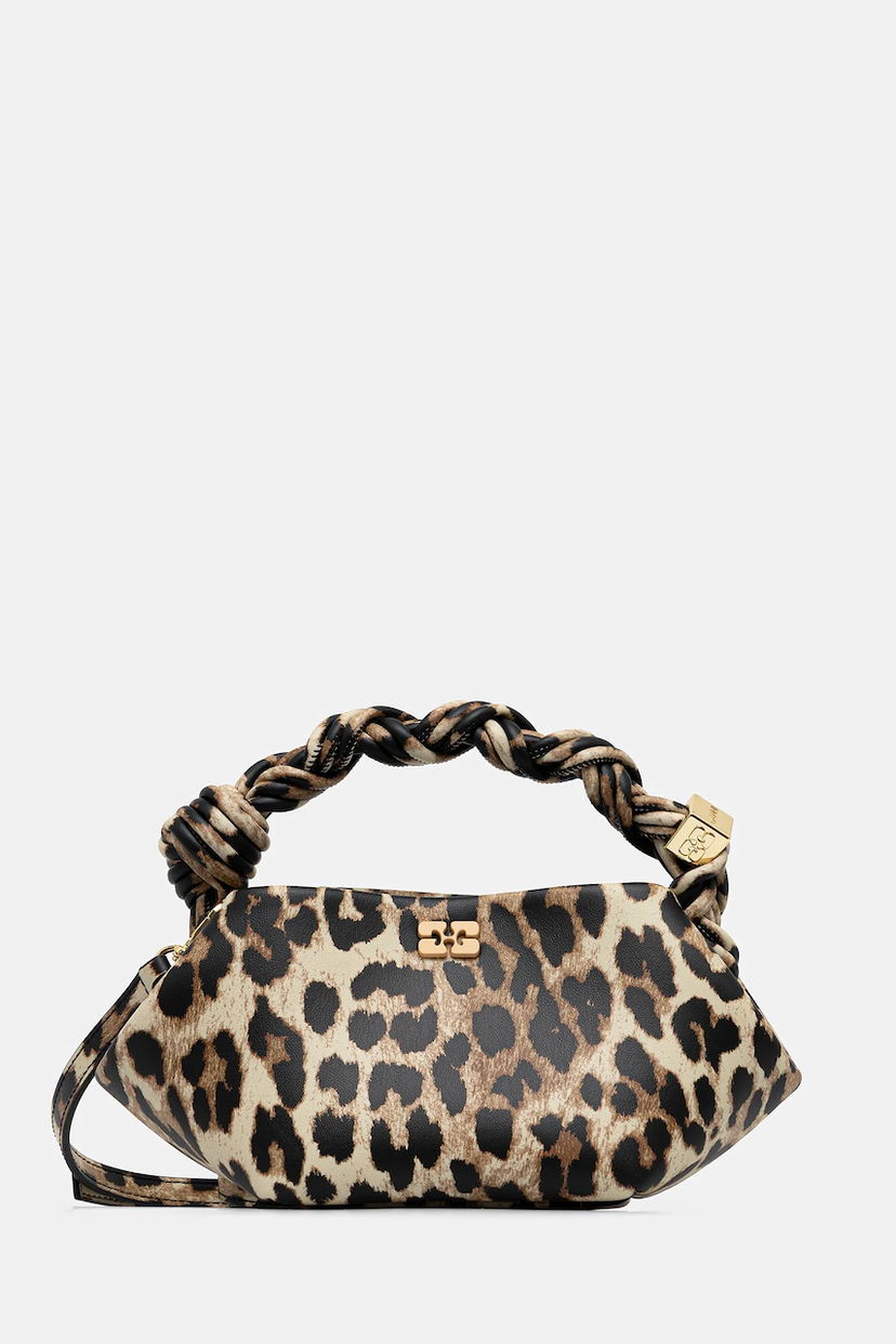 Käsilaukku GANNI Leather Bou Bag Mini Leopard Print with Braided Handle Monivärinen | A6948