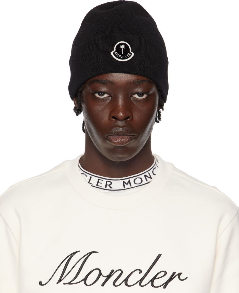 Pipo Moncler Logo Beanie Musta | J209L3G00003M5022