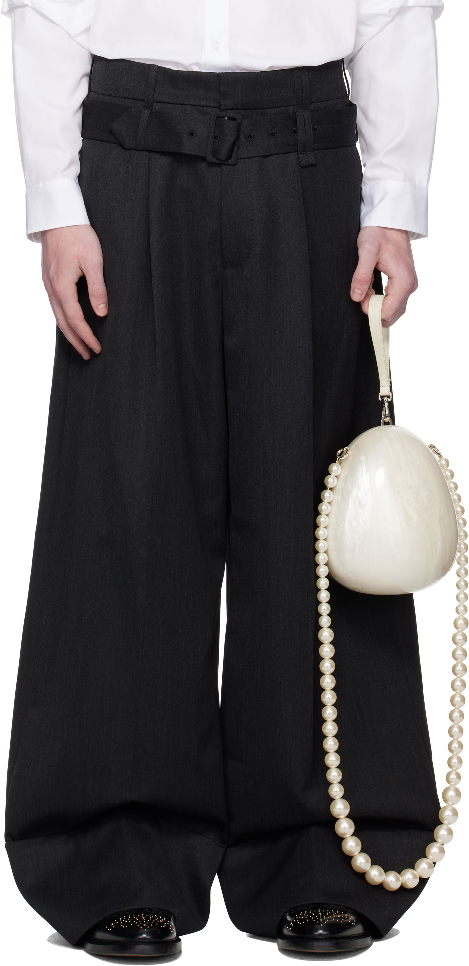 Housut Simone Rocha Simone Rocha Wide Leg Multi Belt Loop Trousers Musta | 4159 1217, 0