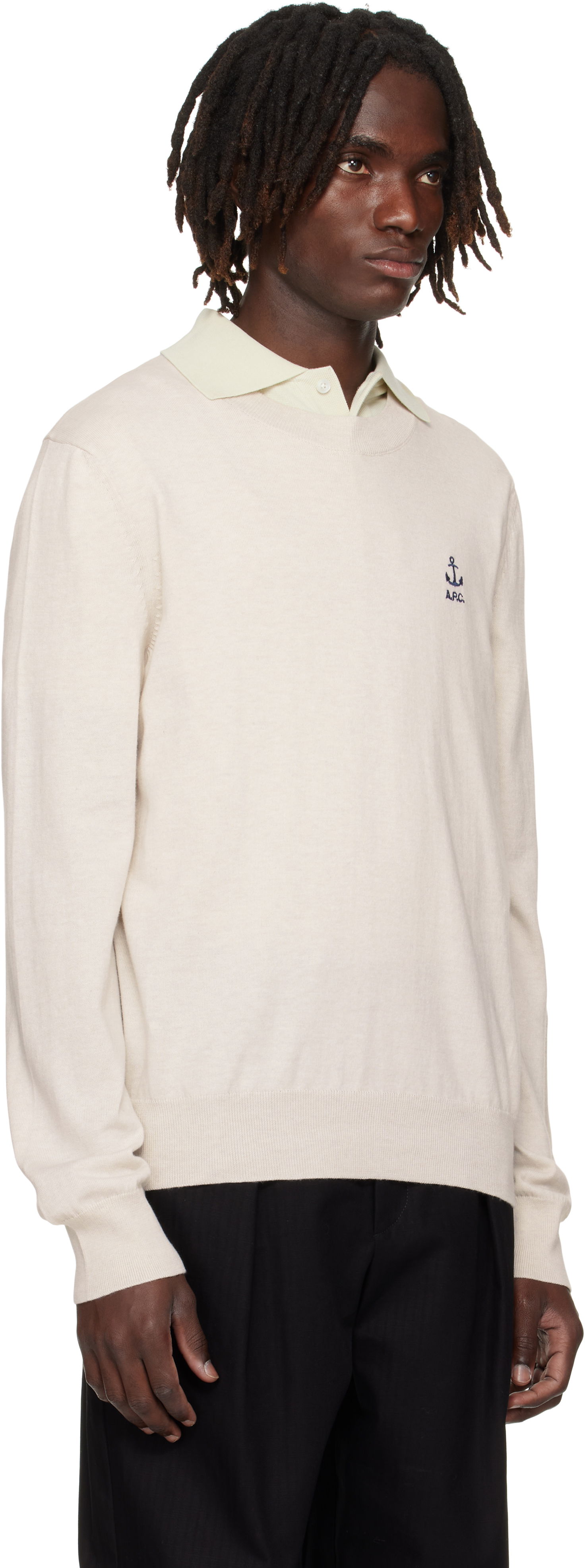 Villapaita A.P.C. A.P.C. Gabin Anchor Logo Knit Sweater Beige | COGDK-H23412, 1