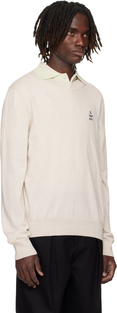 Villapaita A.P.C. A.P.C. Gabin Anchor Logo Knit Sweater Beige | COGDK-H23412, 1