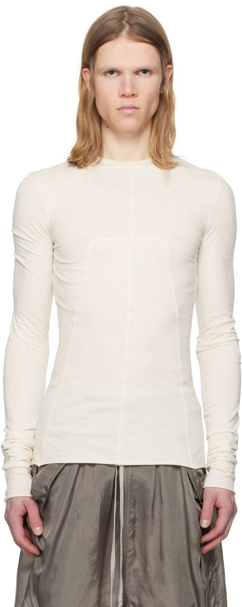 T-paita Rick Owens Rick Owens Hollywood Classic Long Sleeve T-Shirt Valkoinen | RU01E5271 JNC